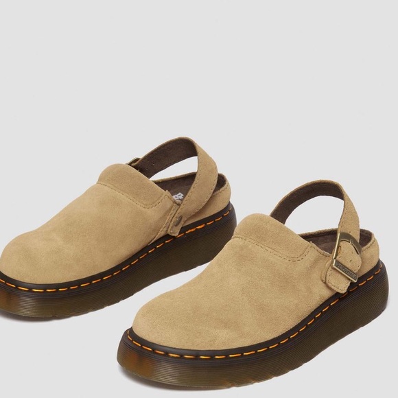 Dr. Martens Shoes - Dr Martens NWT Isham Buckle Oasis Suede Mules in Parchment Desert Oasis Suede